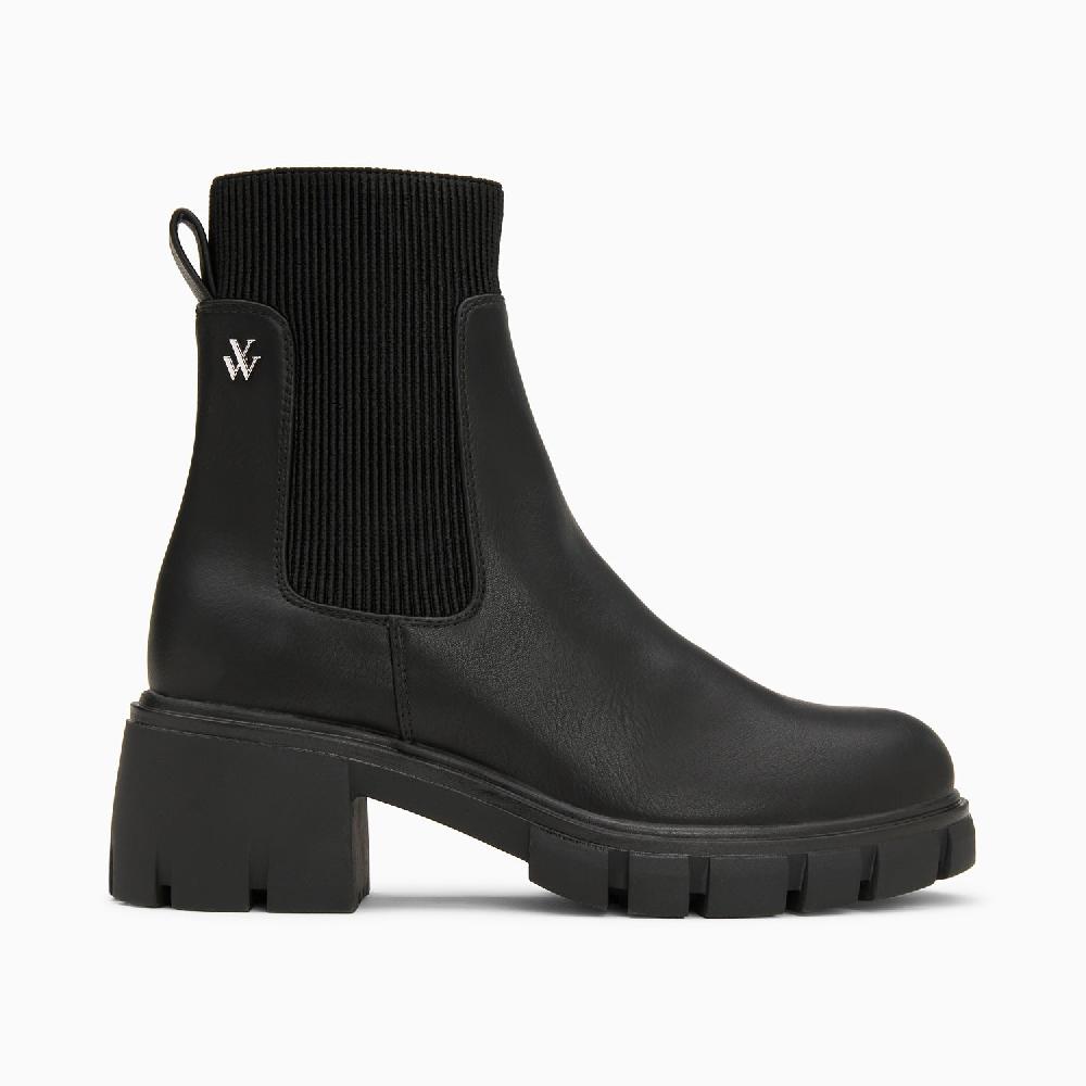 vanessa wu Bottines Chelsea Annie noires à talon cranté