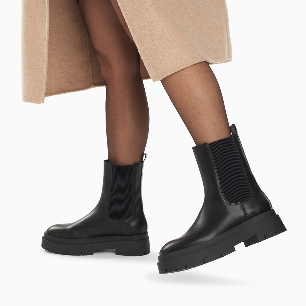 Vanessa Wu Bottines Chelsea Océane Noires à Plateforme Crantée