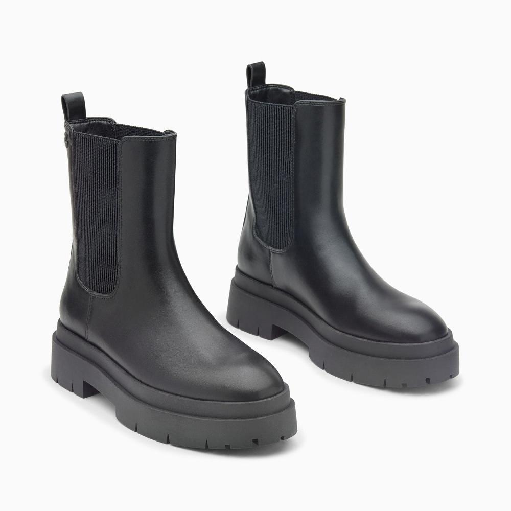 Vanessa Wu Bottines Chelsea Océane Noires à Plateforme Crantée