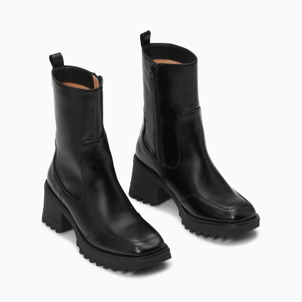 Vanessa Wu Bottines De Pluie Lea Noires à Talon Cranté