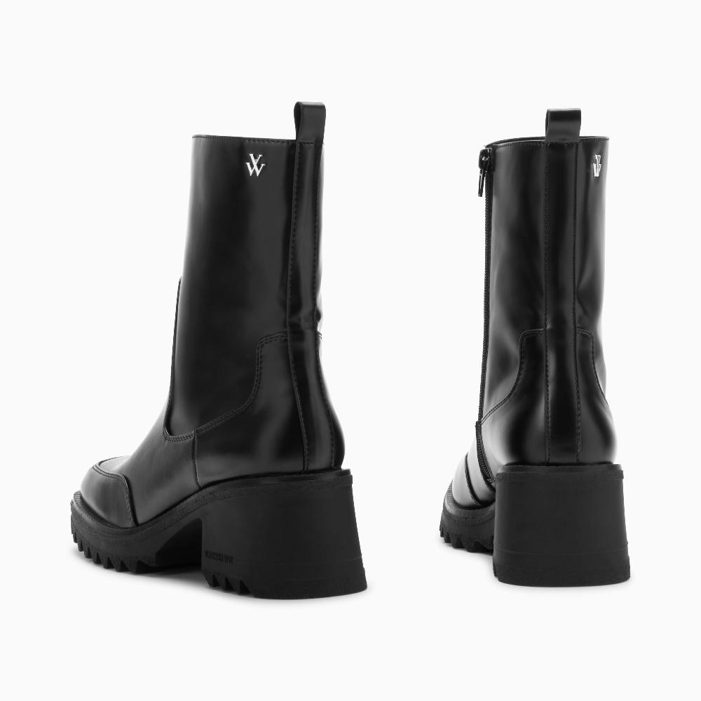 Vanessa Wu Bottines De Pluie Lea Noires à Talon Cranté