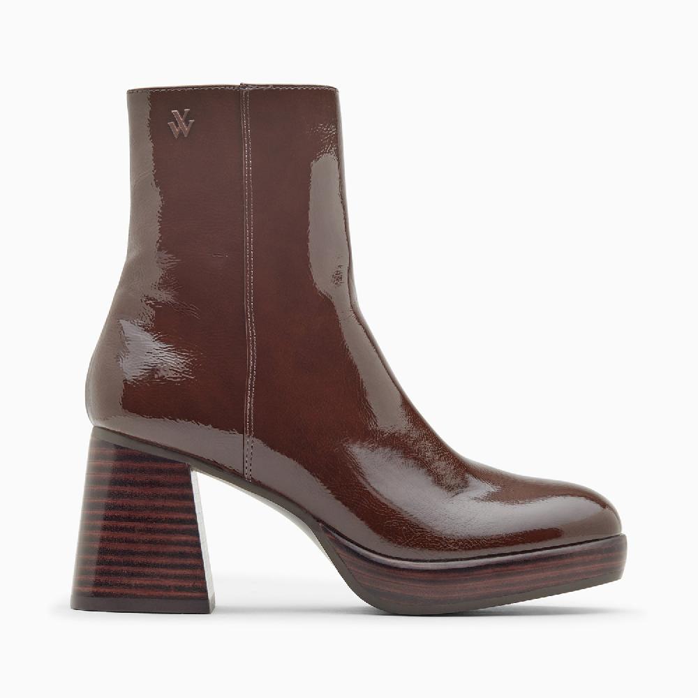 vanessa wu Bottines Marina marron à plateforme et talon bois
