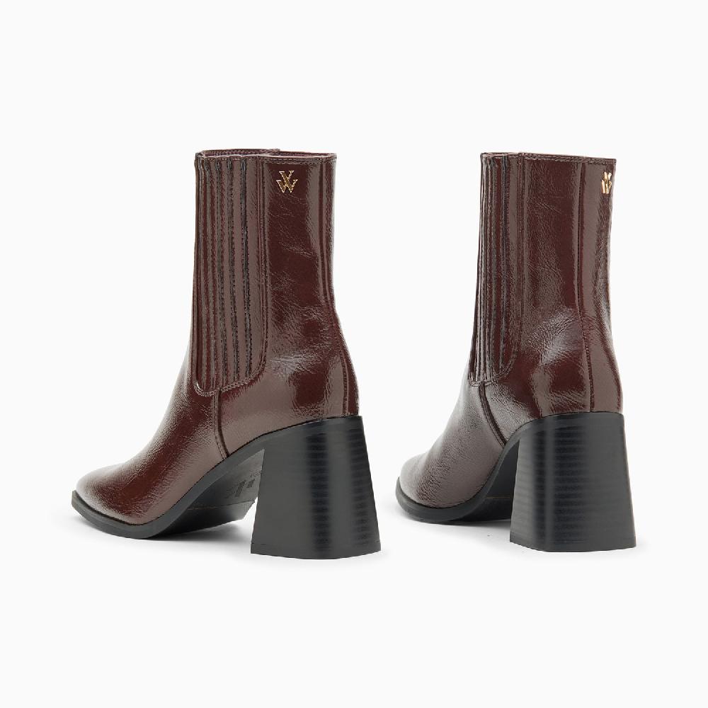 Vanessa Wu Bottines Montantes Taylor Marron à Talon Trapèze