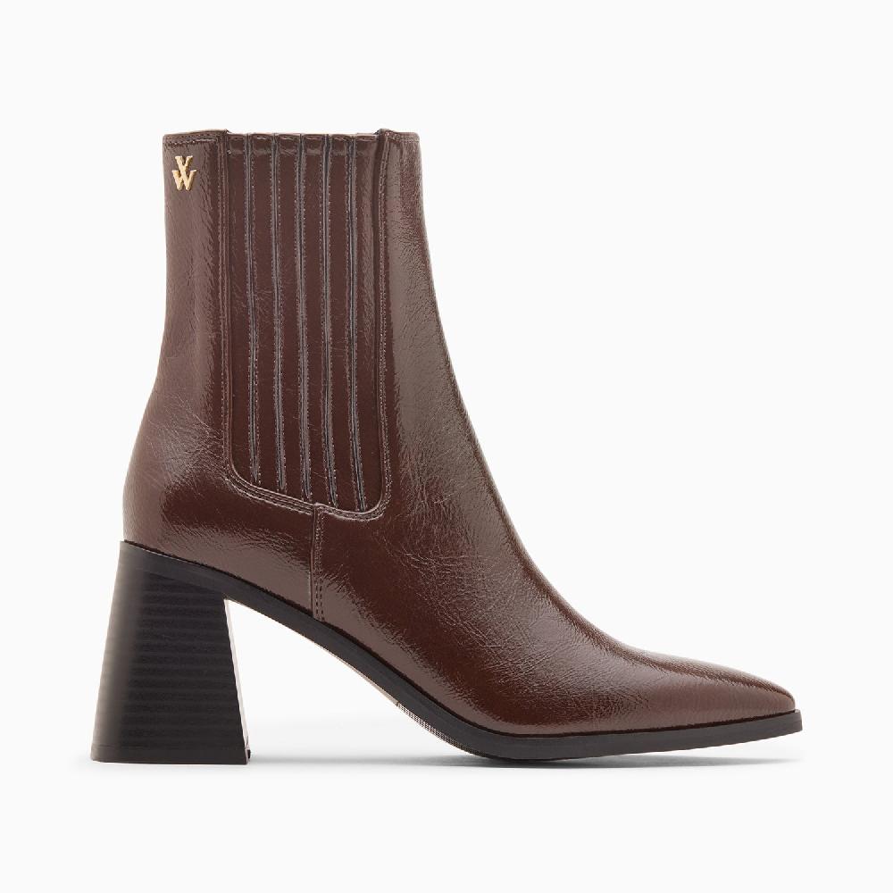 vanessa wu Bottines montantes Taylor marron à talon trapèze