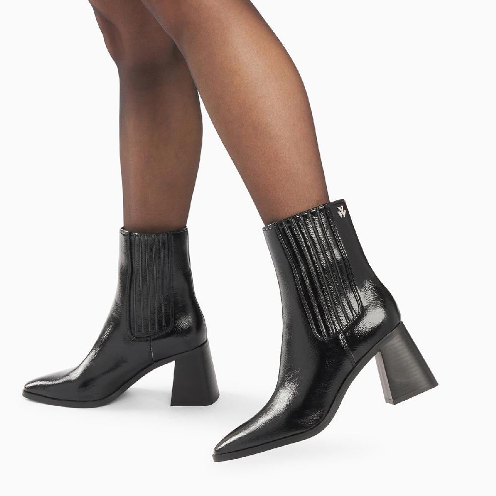 Vanessa Wu Bottines Montantes Taylor Noires à Talon Trapèze