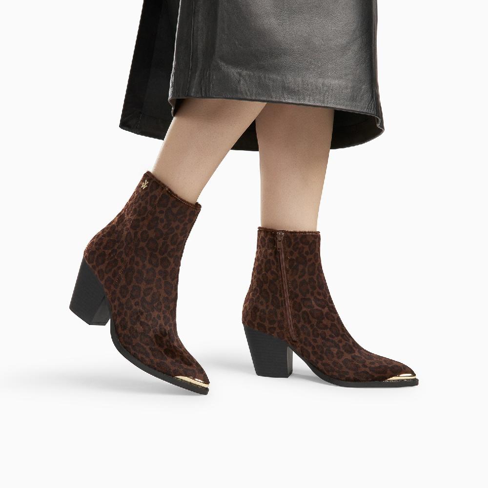 Vanessa Wu Bottines Santiags Amandine Léopard à Talon