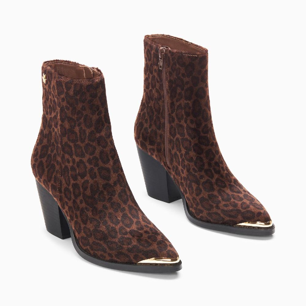 Vanessa Wu Bottines Santiags Amandine Léopard à Talon