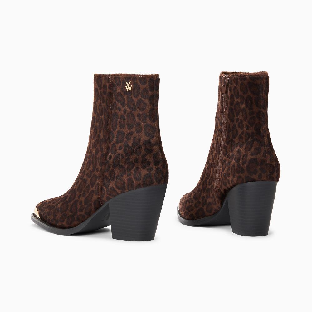 Vanessa Wu Bottines Santiags Amandine Léopard à Talon