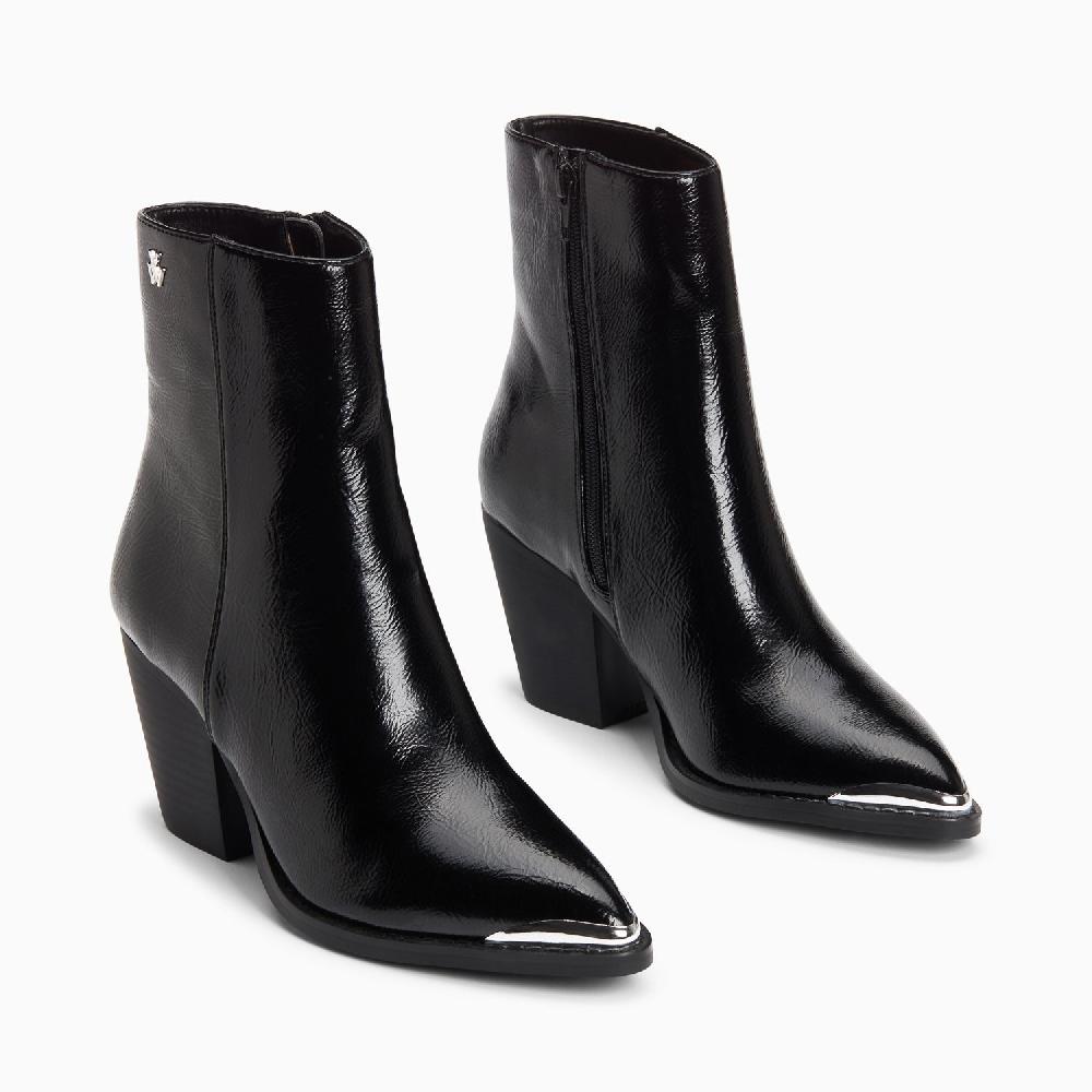 Vanessa Wu Bottines Santiags Amandine Noires à Talon