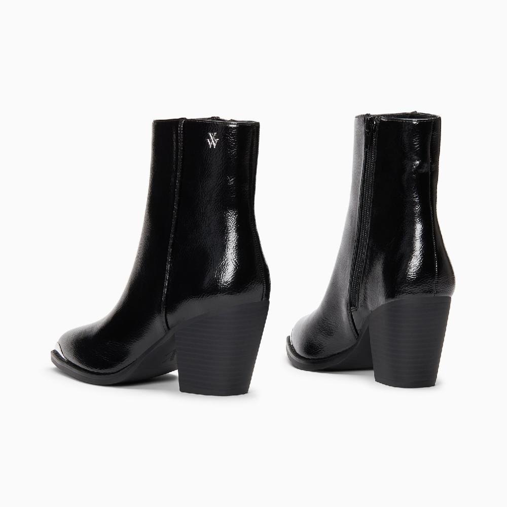 Vanessa Wu Bottines Santiags Amandine Noires à Talon