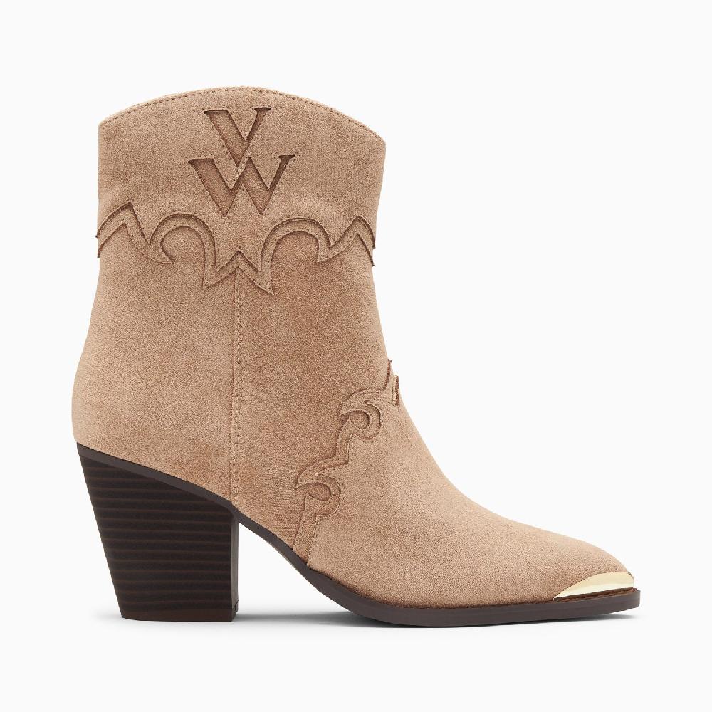 vanessa wu Bottines santiags Clotilde beiges à talon