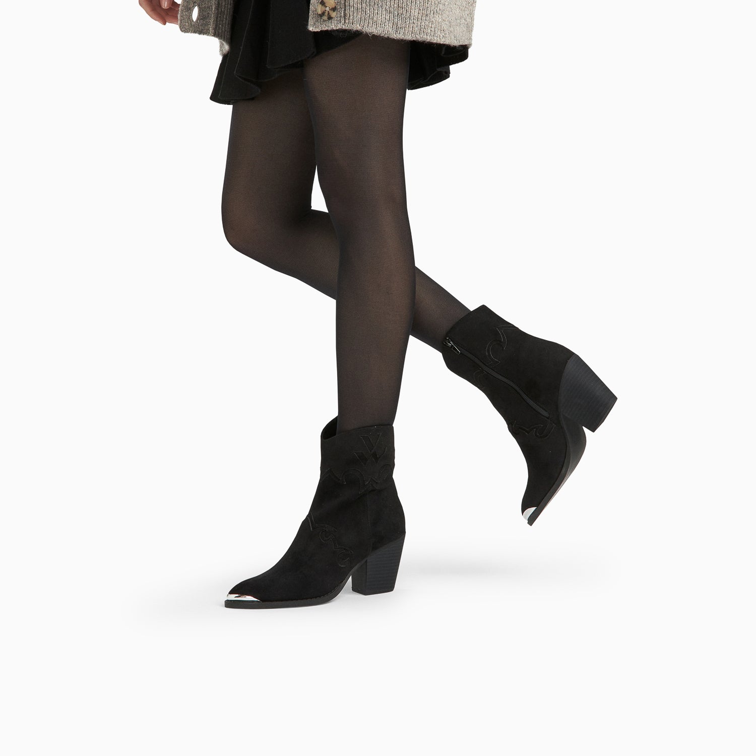 Vanessa Wu Bottines Santiags Clotilde Noires à Talon