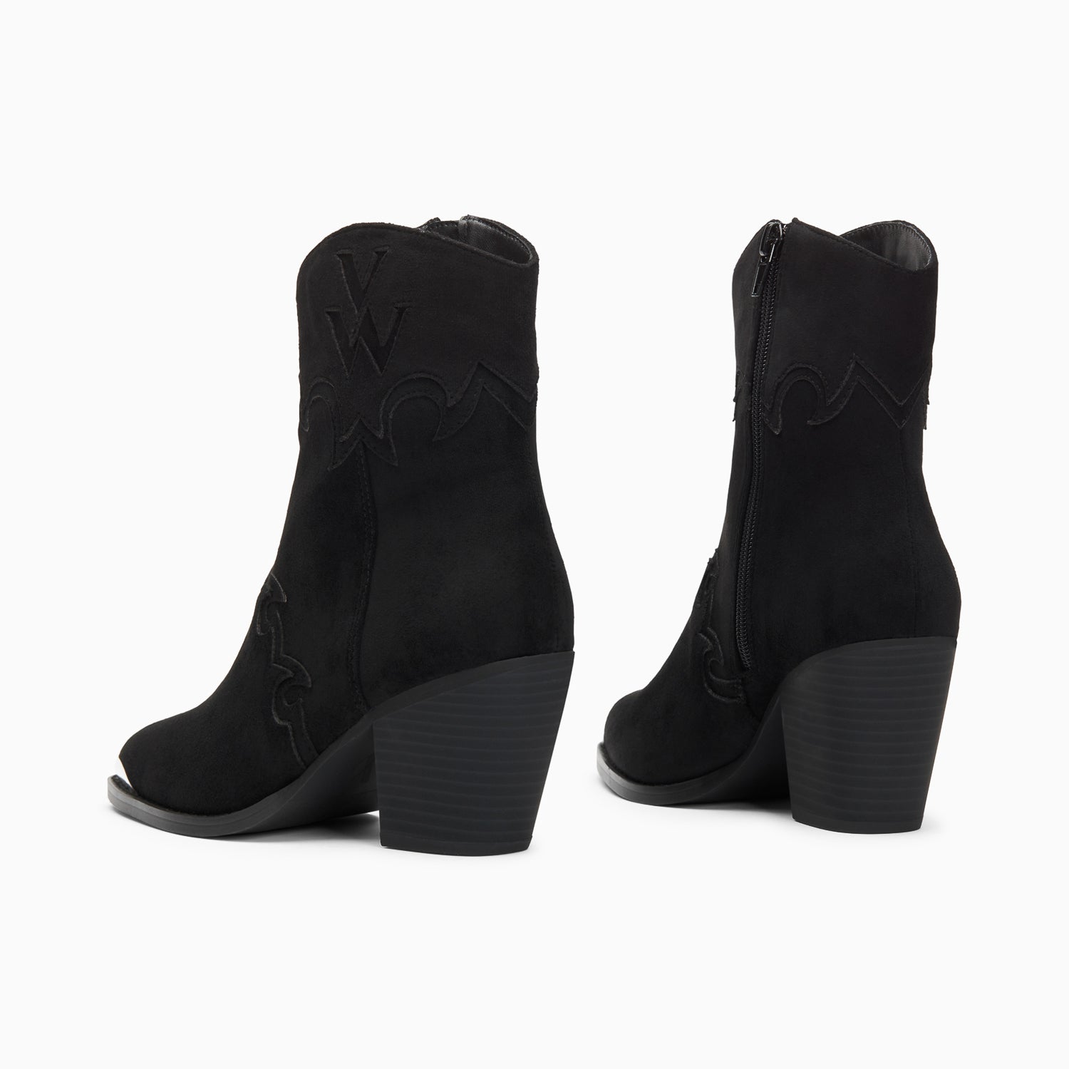 Vanessa Wu Bottines Santiags Clotilde Noires à Talon