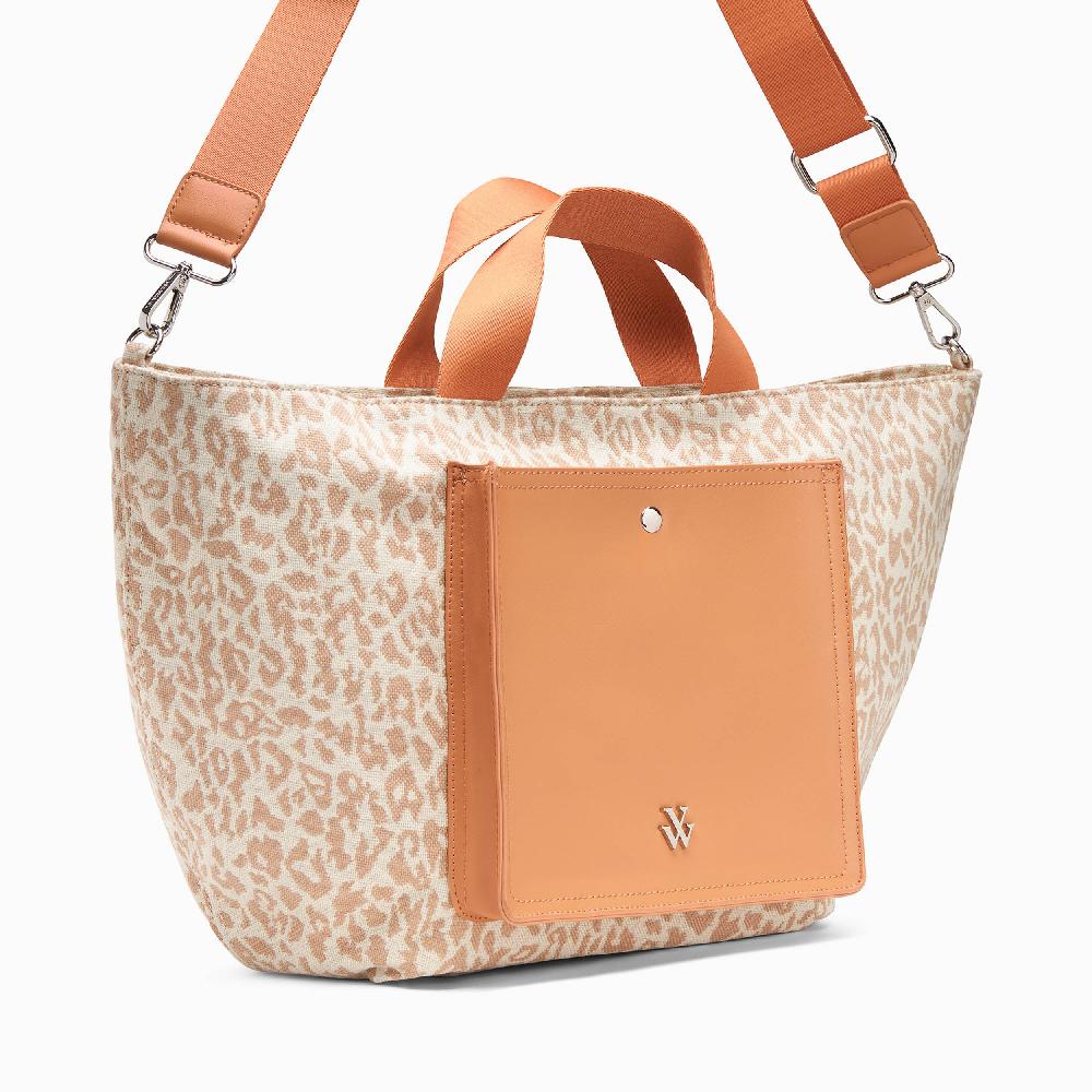 Vanessa Wu Cabas Iris Léopard Beige à Pochette Camel