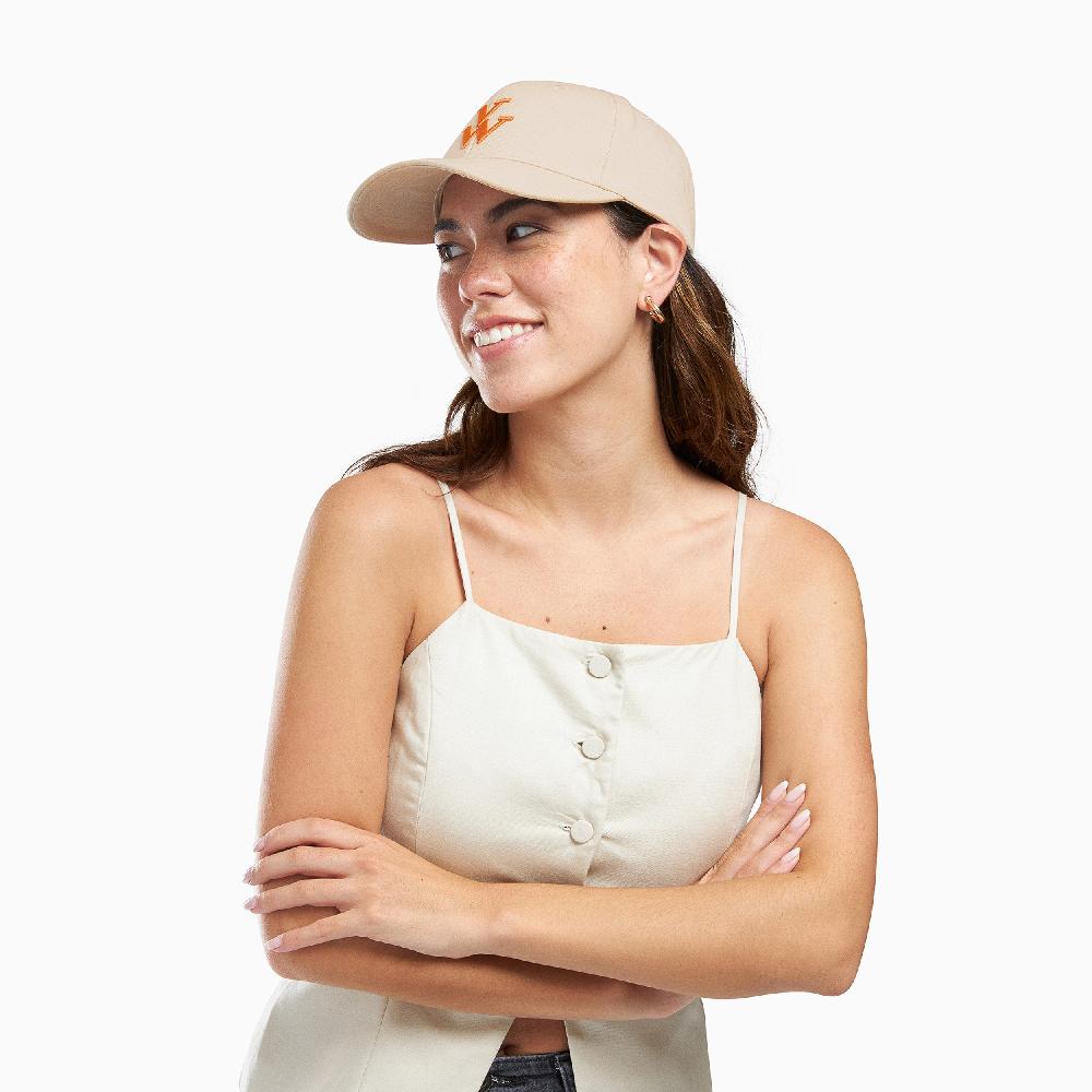 Vanessa Wu Casquette Clem Beige Et Orange à Monogramme Brodé