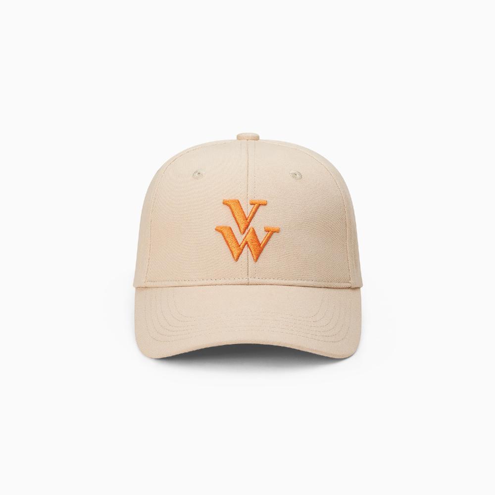 Vanessa Wu Casquette Clem Beige Et Orange à Monogramme Brodé