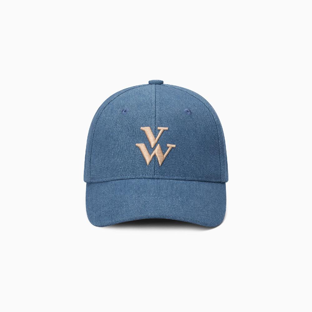 Vanessa Wu Casquette Clem Denim Clair à Monogramme Brodé