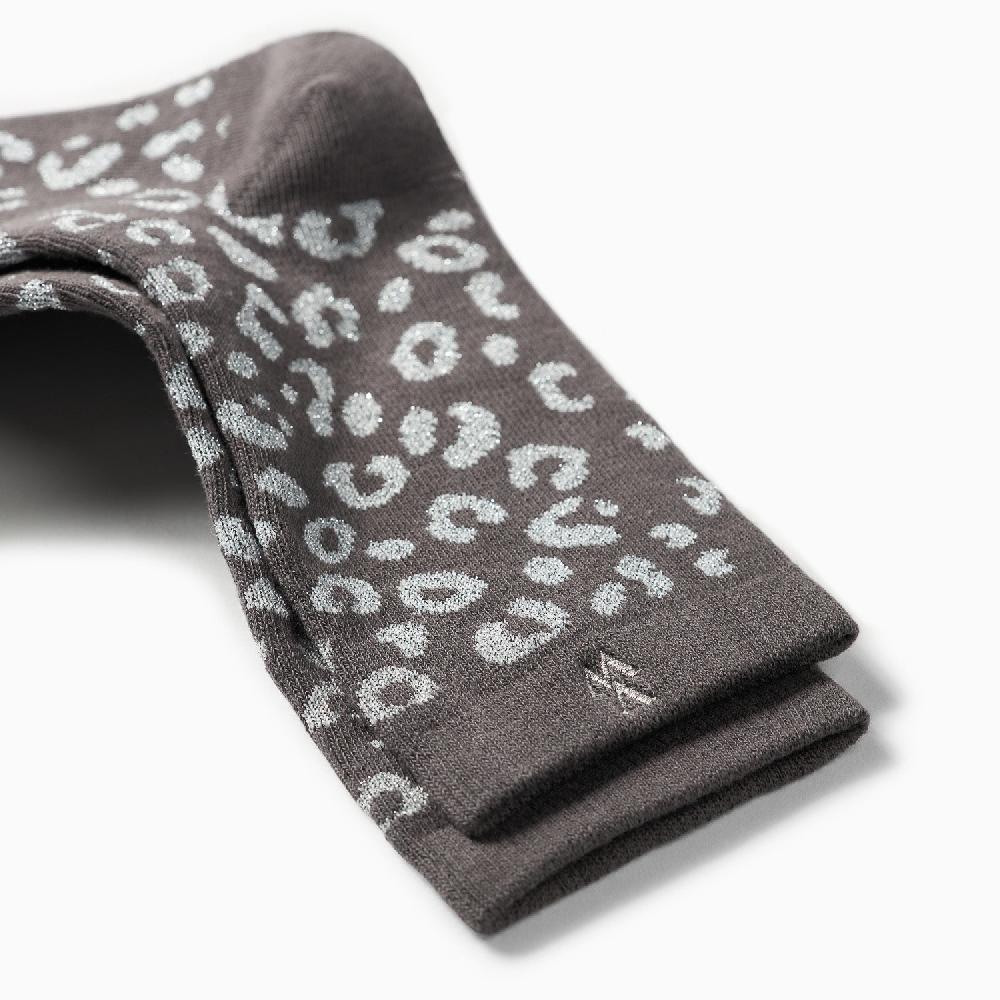 Vanessa Wu Chaussettes Agathe Gris Et Léopard Argent