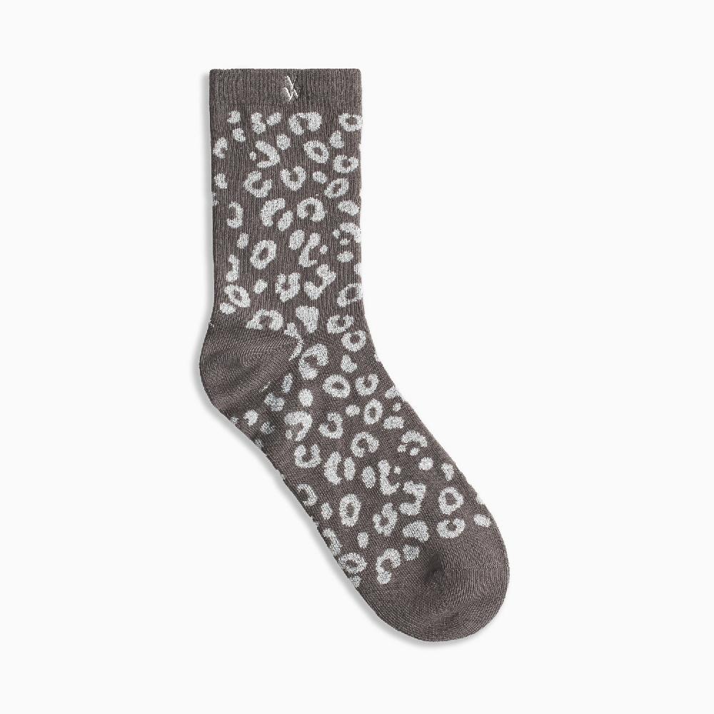 vanessa wu Chaussettes Agathe gris et léopard argent