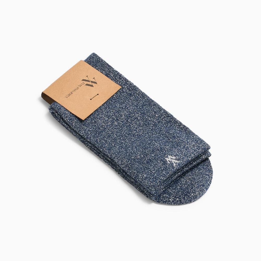 Vanessa Wu Chaussettes Ambre Marine Et Argent Pailleté