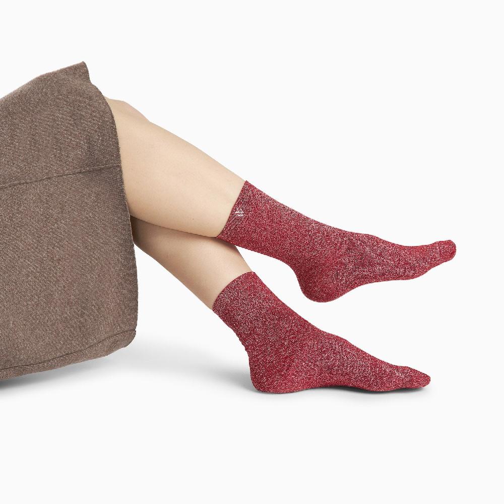Vanessa Wu Chaussettes Ambre Rouge Et Argent Pailleté