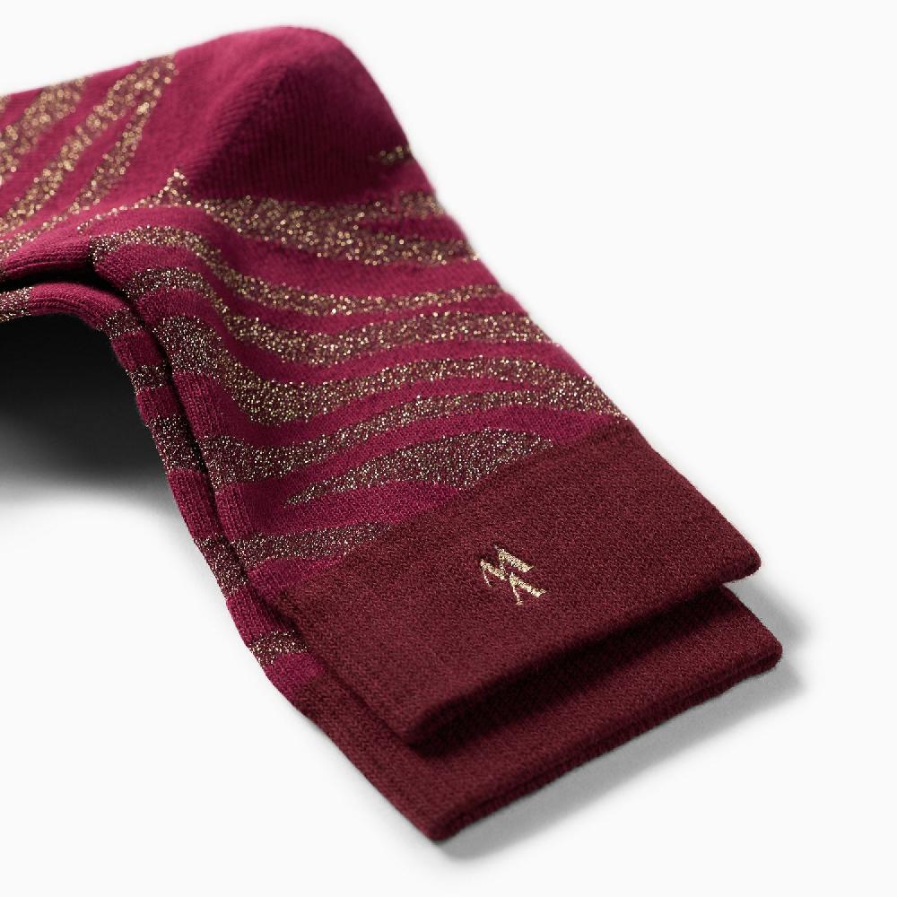 Vanessa Wu Chaussettes Brianna Bordeaux Et Zébré Or