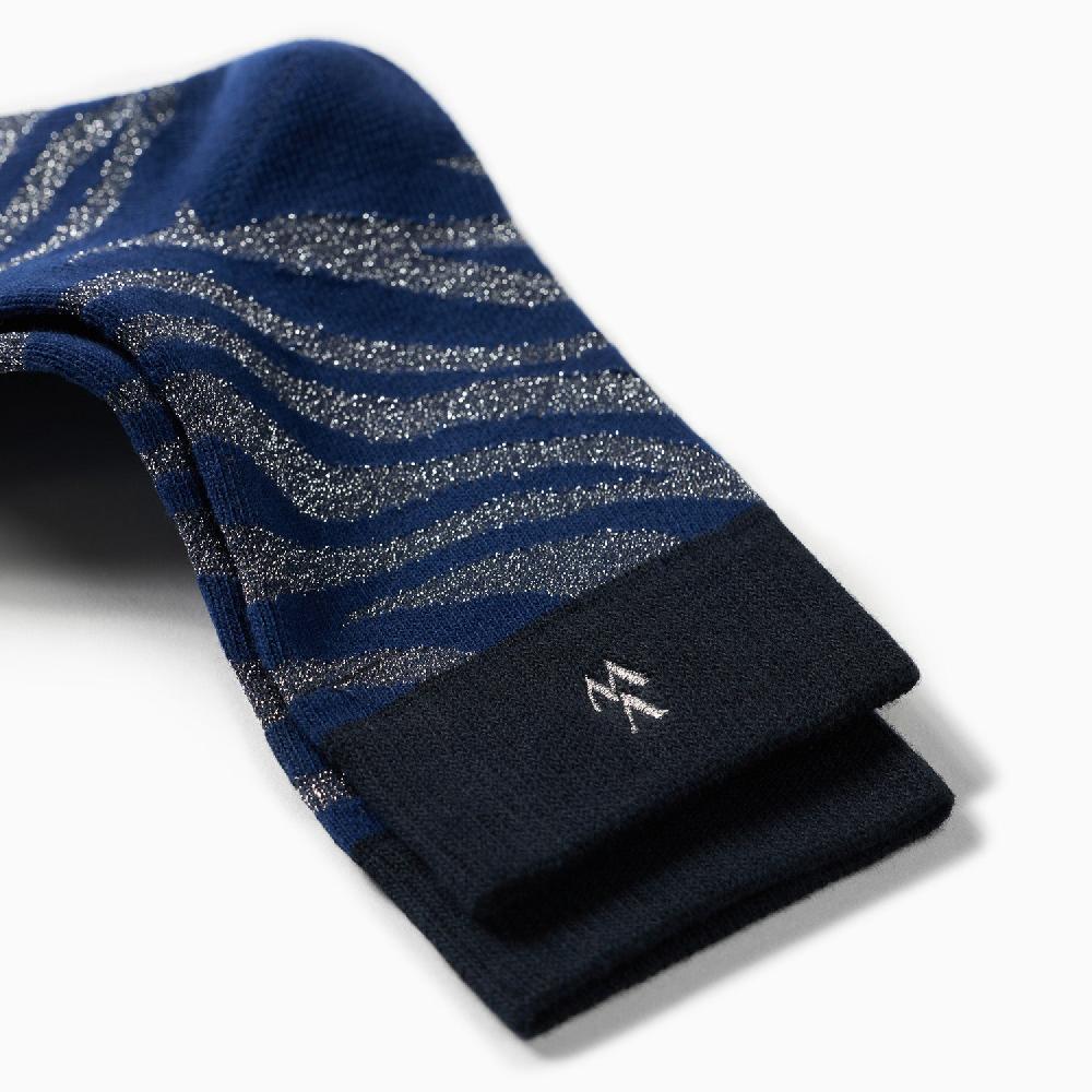 Vanessa Wu Chaussettes Brianna Marine Et Zébré Argent