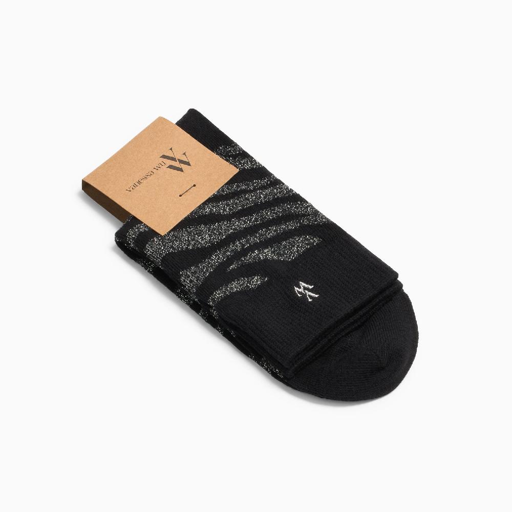 Vanessa Wu Chaussettes Brianna Noir Et Zébré Argent