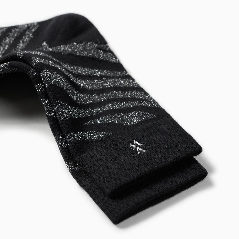 Vanessa Wu Chaussettes Brianna Noir Et Zébré Argent