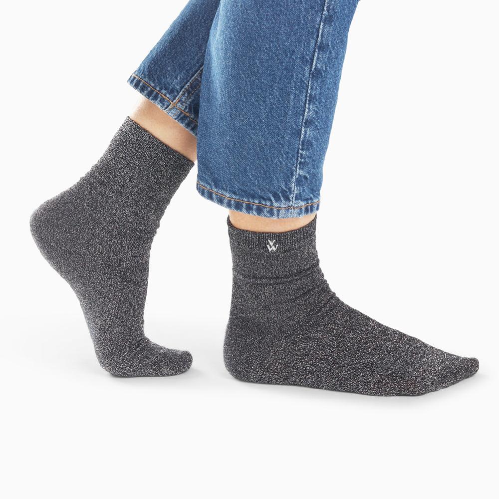 Vanessa Wu Chaussettes Quinn Noir Et Argent Pailleté