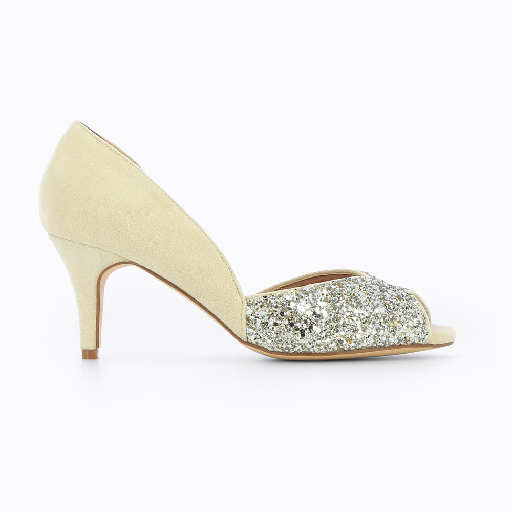 vanessa wu Escarpins peep-toe Diane crème et argent
