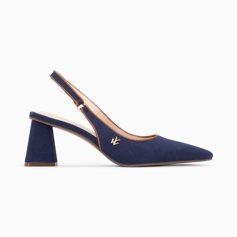 vanessa wu Escarpins slingback Lara marine à bout pointu