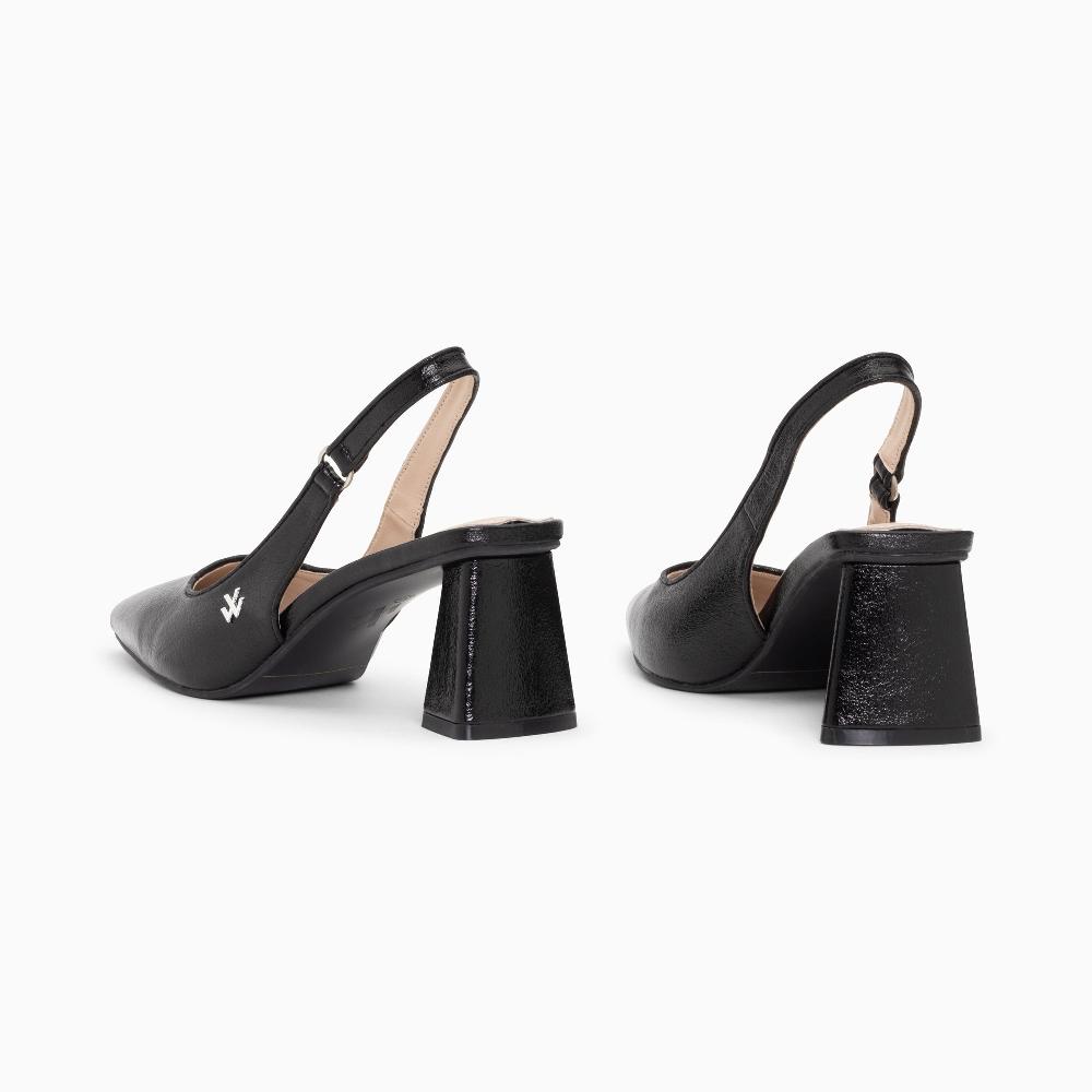 Vanessa Wu Escarpins Slingback Lara Noirs à Bout Pointu