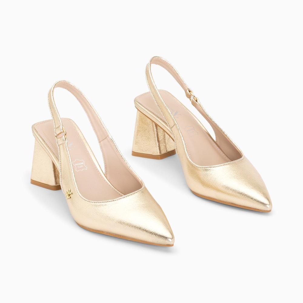 Vanessa Wu Escarpins Slingback Lara Or à Bout Pointu