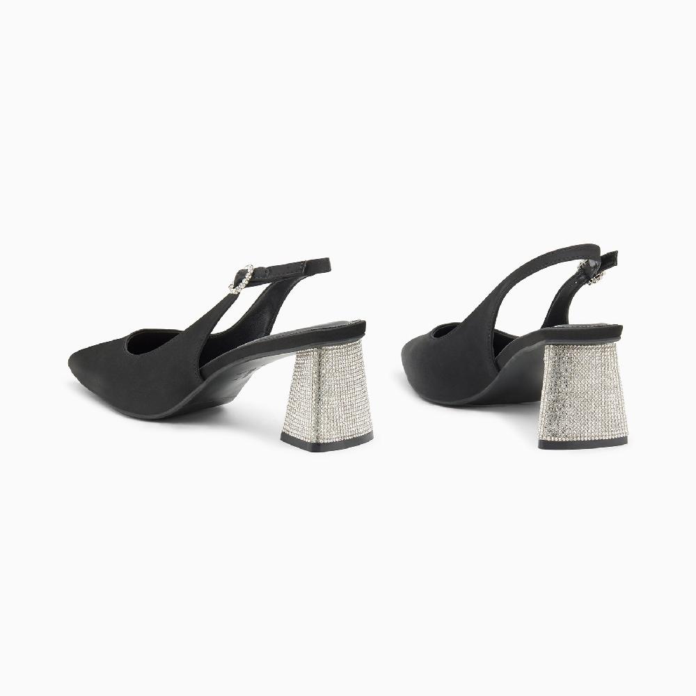 Vanessa Wu Escarpins Slingback Paris Noirs à Bout Pointu Et Talon Strass