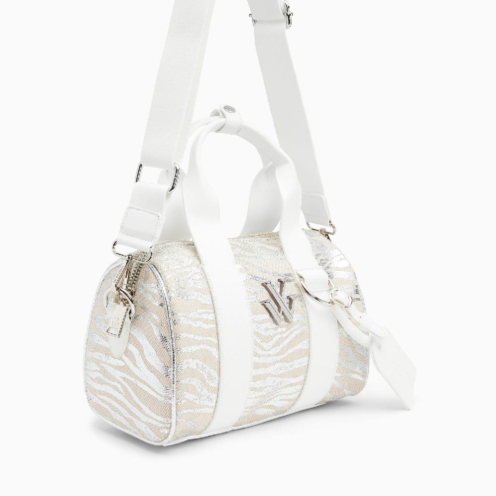 Vanessa Wu Mini Sac Bowling Shelly Beige Et Zébré Argent