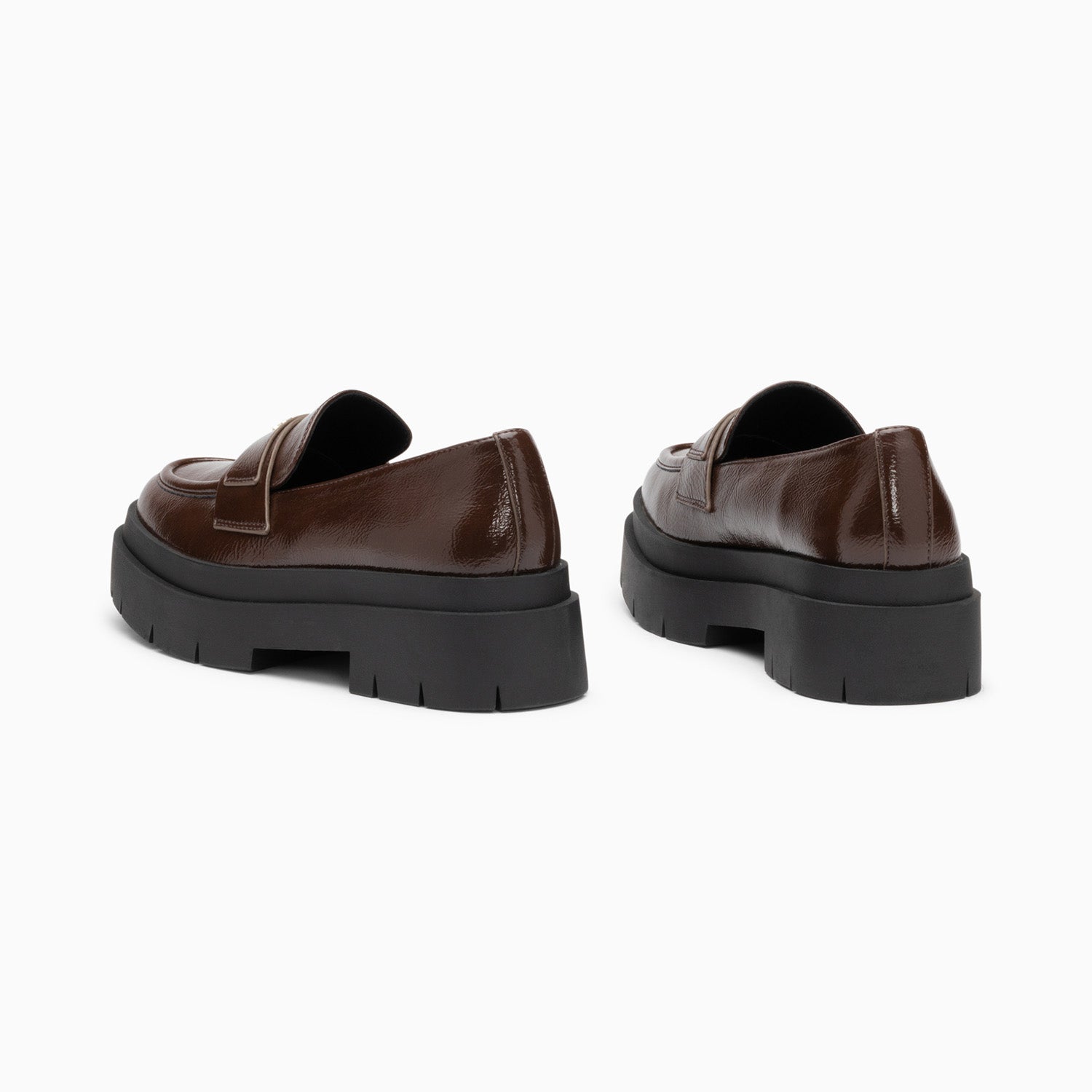 Vanessa Wu Mocassins Rosalie Marron à Plateforme Crantée