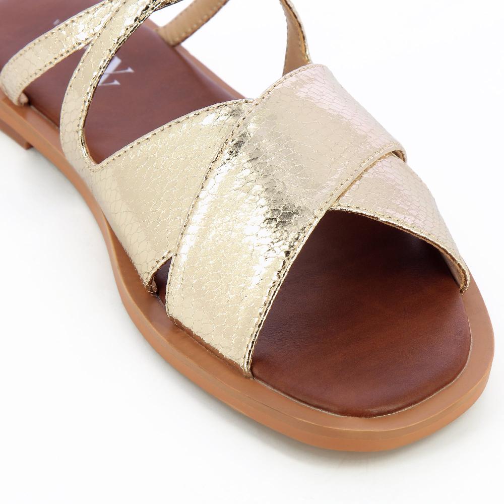 Vanessa Wu Mules Plates Capucine Or à Brides Croisées