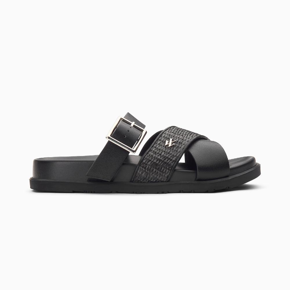 vanessa wu Mules plates Sandy noires à larges brides