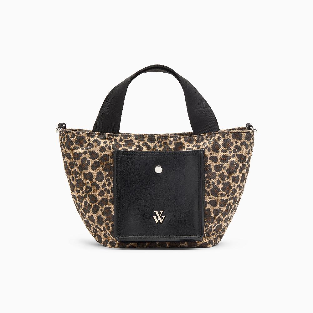 vanessa wu Petit cabas Maelys léopard à pochette noire