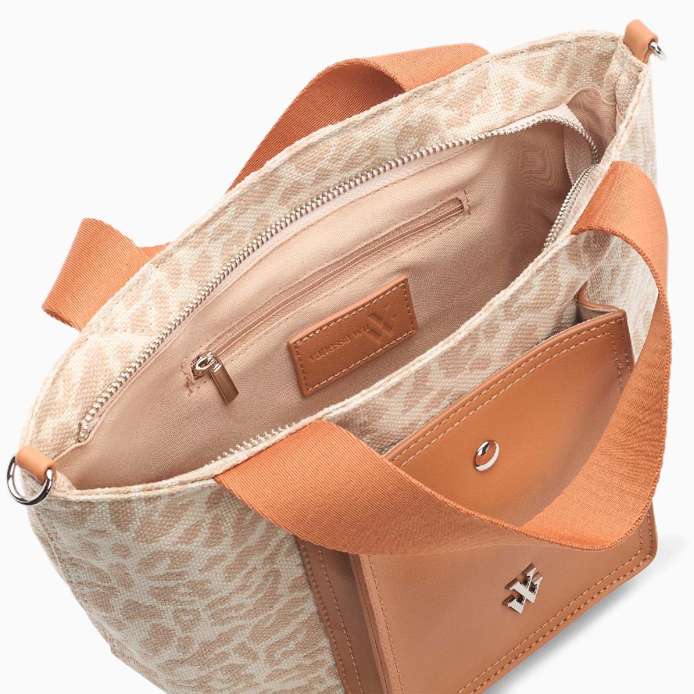 Vanessa Wu Petit Cabas Maelys Léopard Beige à Pochette Camel