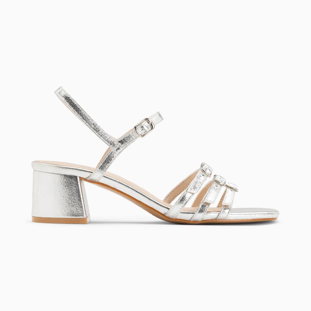 vanessa wu Sandales à talon Alexandra multibrides argent