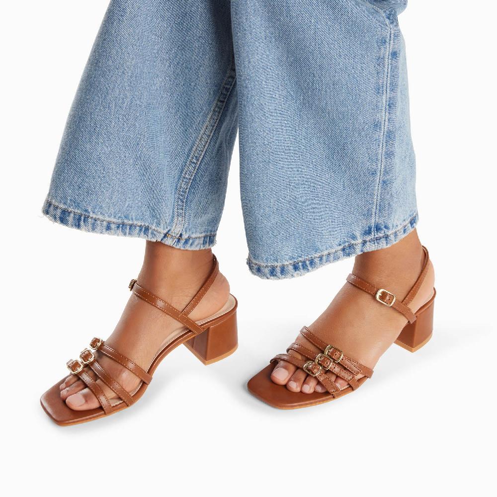 Vanessa Wu Sandales à Talon Alexandra Multibrides Brunes