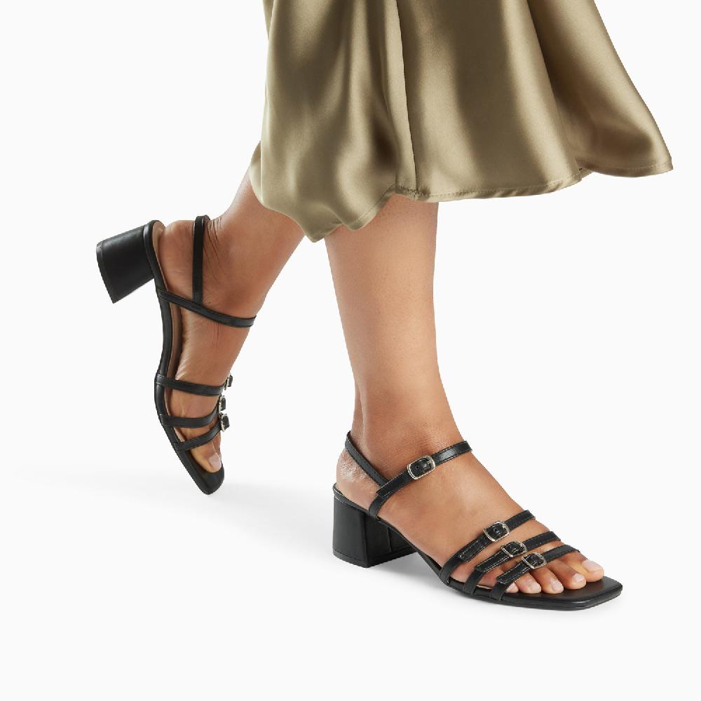 Vanessa Wu Sandales à Talon Alexandra Multibrides Noires