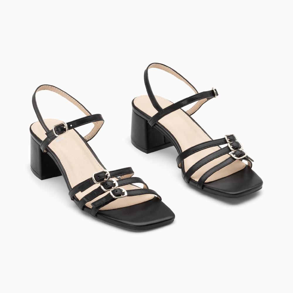 Vanessa Wu Sandales à Talon Alexandra Multibrides Noires