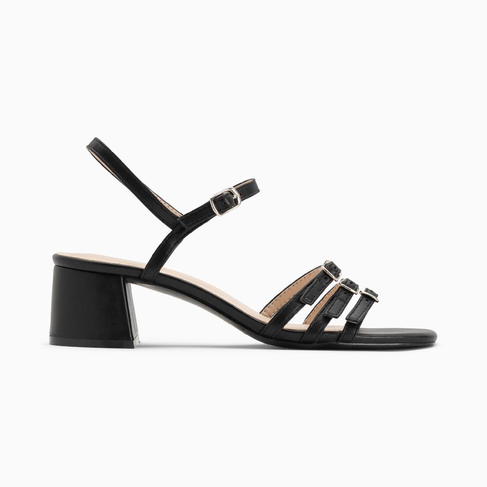 vanessa wu Sandales à talon Alexandra multibrides noires