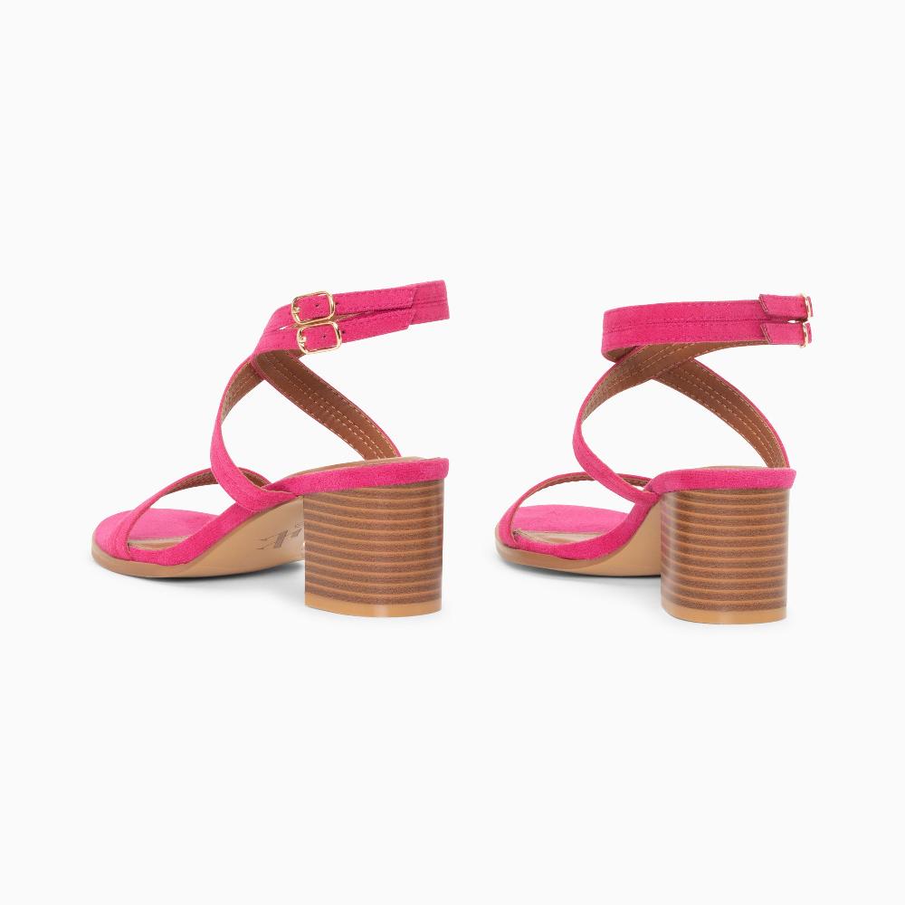 Vanessa Wu Sandales à Talon Bella Fuchsia à Doubles Brides