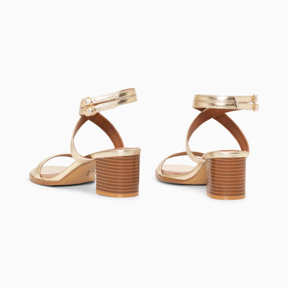 Vanessa Wu Sandales à Talon Bella Or à Doubles Brides