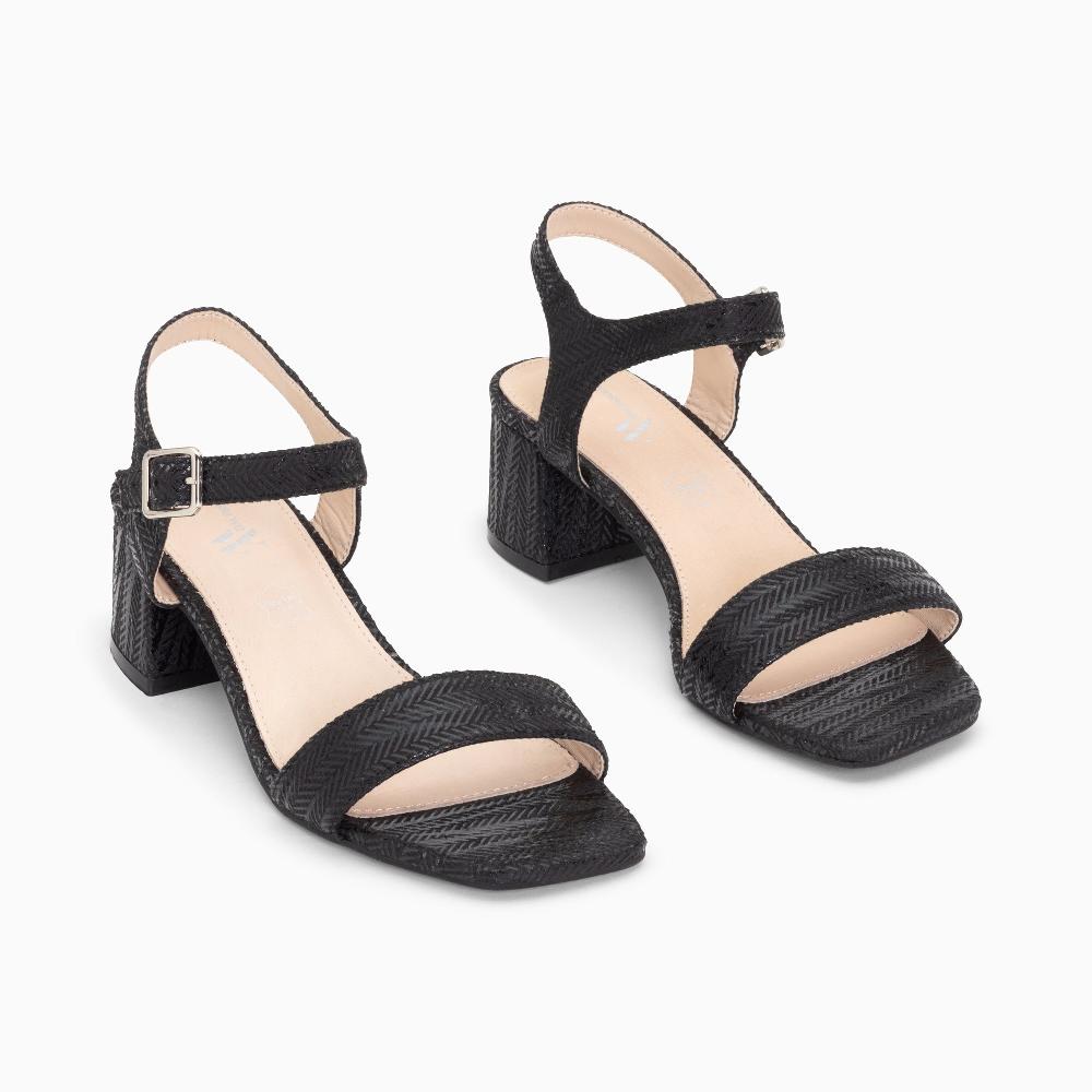 Vanessa Wu Sandales à Talon Jenna Noires En Tissu Jacquard