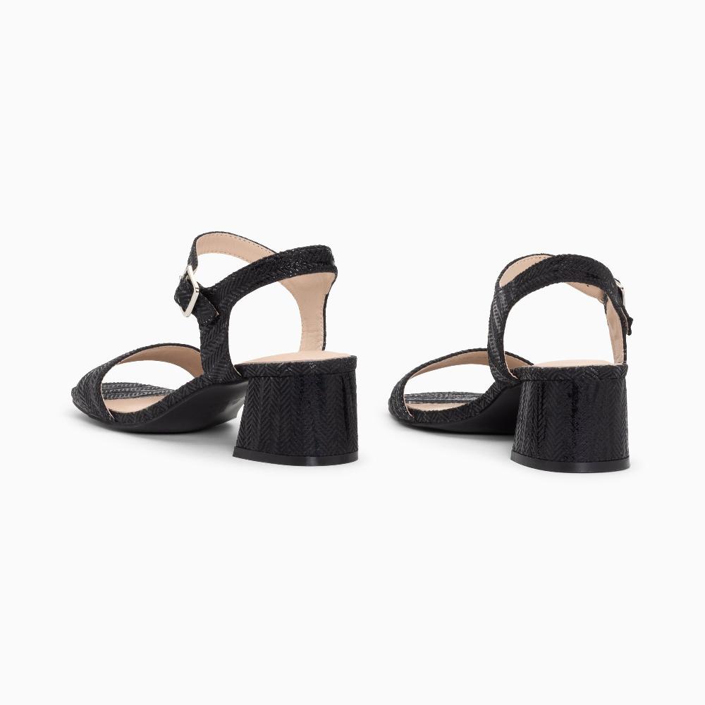 Vanessa Wu Sandales à Talon Jenna Noires En Tissu Jacquard